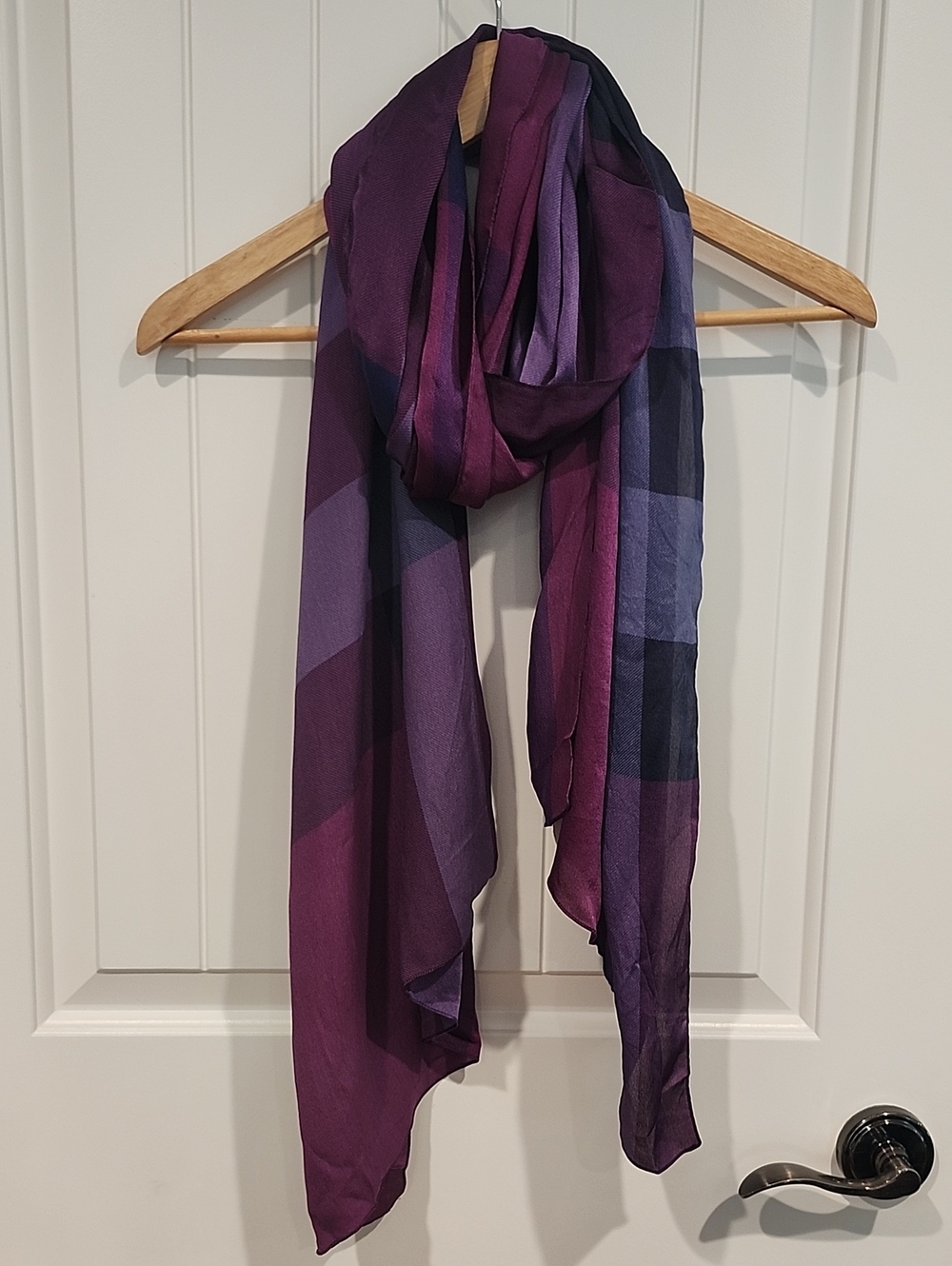 Burberry Purple Gradient Plaid Lightweight Scarf